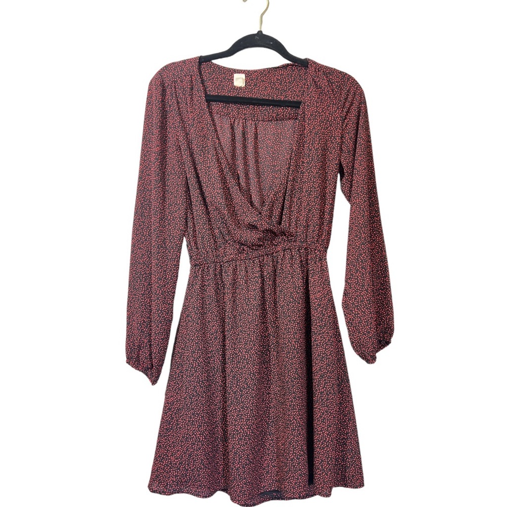Gap Surplice Black Long Sleeve Mini Heart Dress XS